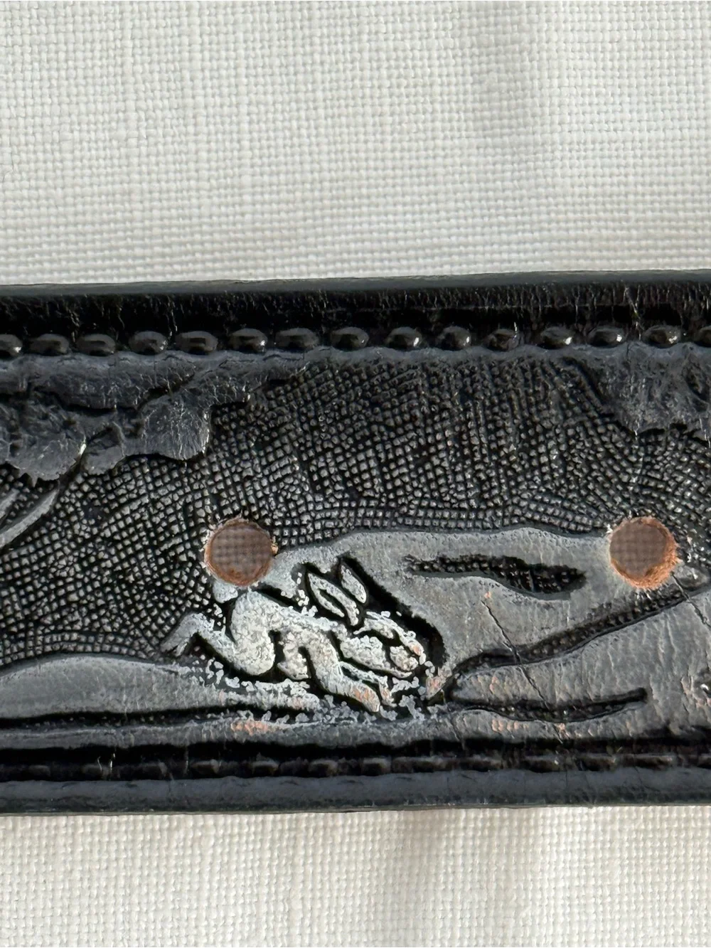 Vintage Harley Davidson  Hand Tooled Black Leather Belt